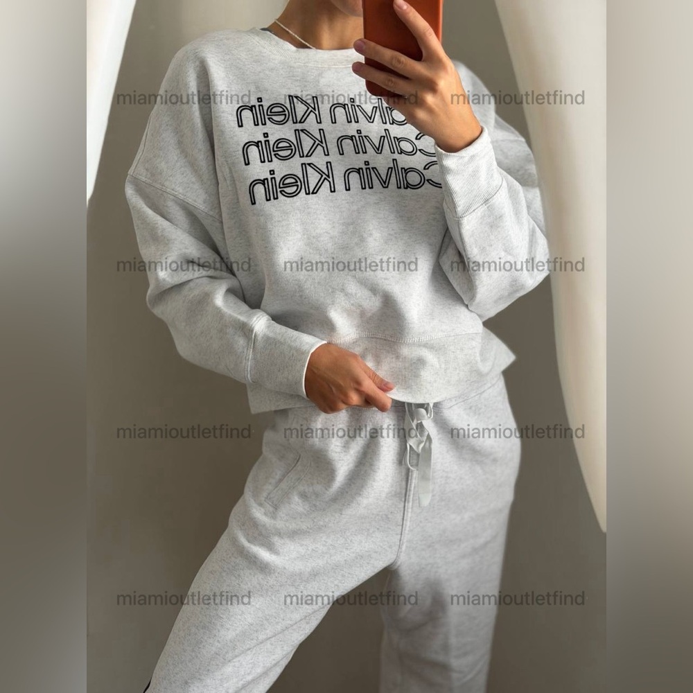 Calvin Klein Women’s Gray Tracksuit Logo Set Size L New